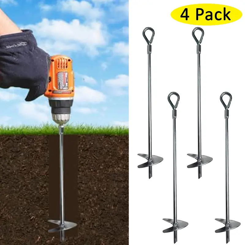 Ashman 18-Inch Galvanized Earth Anchors – 4-Pack for Stable Outdoor Fixture Installation