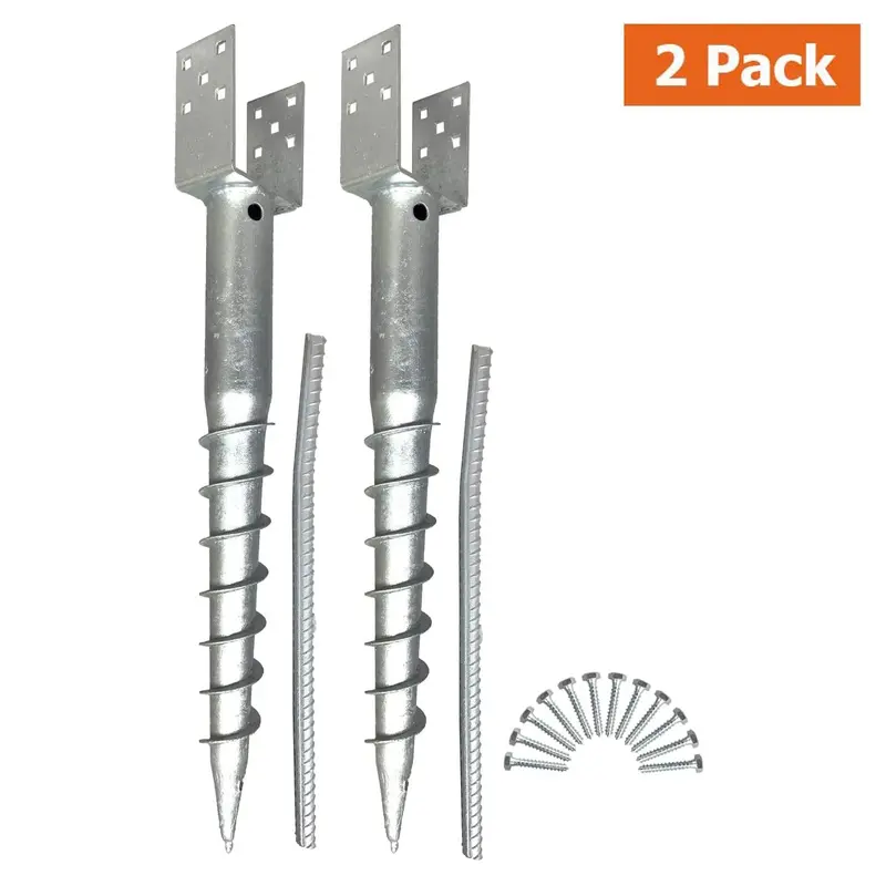 Ashman 2-Pack U-Model No-Dig Ground Screws – 27-Inch Post Anchors for 4×4 Mailbox Posts