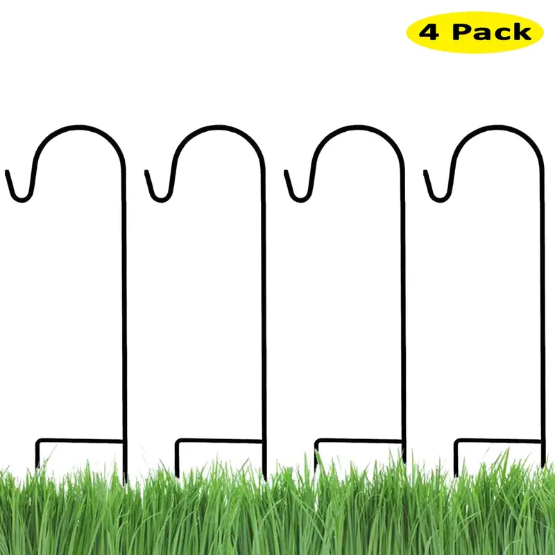 Ashman 25-Inch Shepherd’s Hook Set – 4-Pack for Bird Baths, Mini Planters, and Fairy Lights
