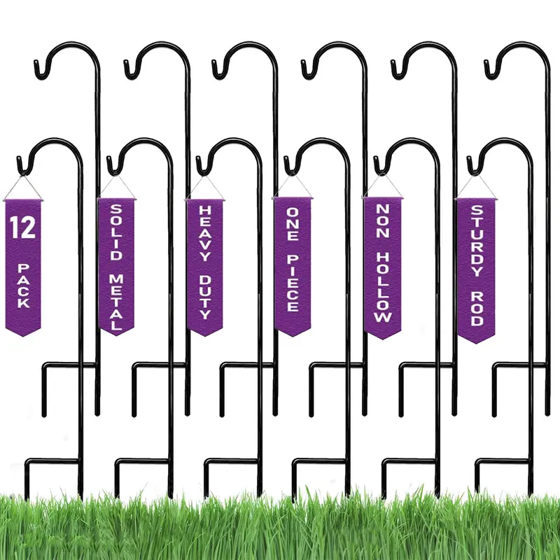 Ashman 35-Inch Black Shepherd Hooks – 12-Pack for Bird Feeders & Garden Displays