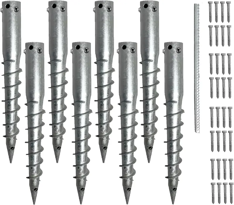 Ashman 8-Pack Helical Ground Screws – 21 in. No-Dig Anchors for Round Posts, Flagpoles & Mailboxes