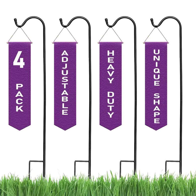 Ashman Adjustable 35-Inch Black Shepherd’s Hooks – 4-Pack, Premium Metal for Solar Lights, Lanterns & Bird Feeders