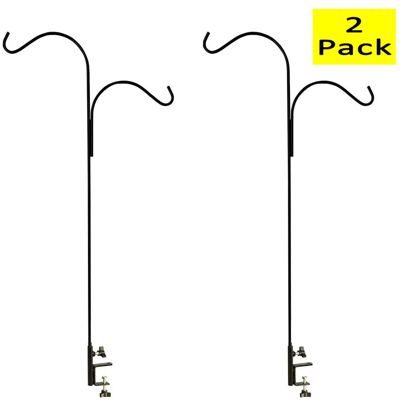 Ashman Double-Span Black Deck Hook – 46-Inch Heavy-Duty Hook Set (2-Pack) for Feeders, Baskets & Lanterns