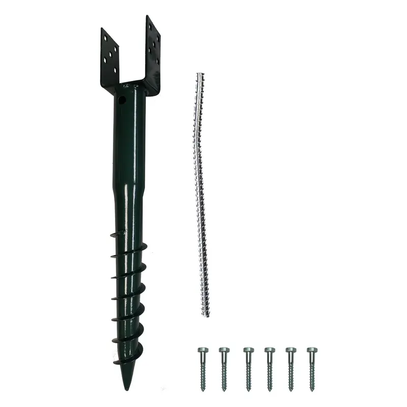 Ashman Single U-Style No-Dig Mailbox Post Ground Screw — 30 in Green Galvanized Steel