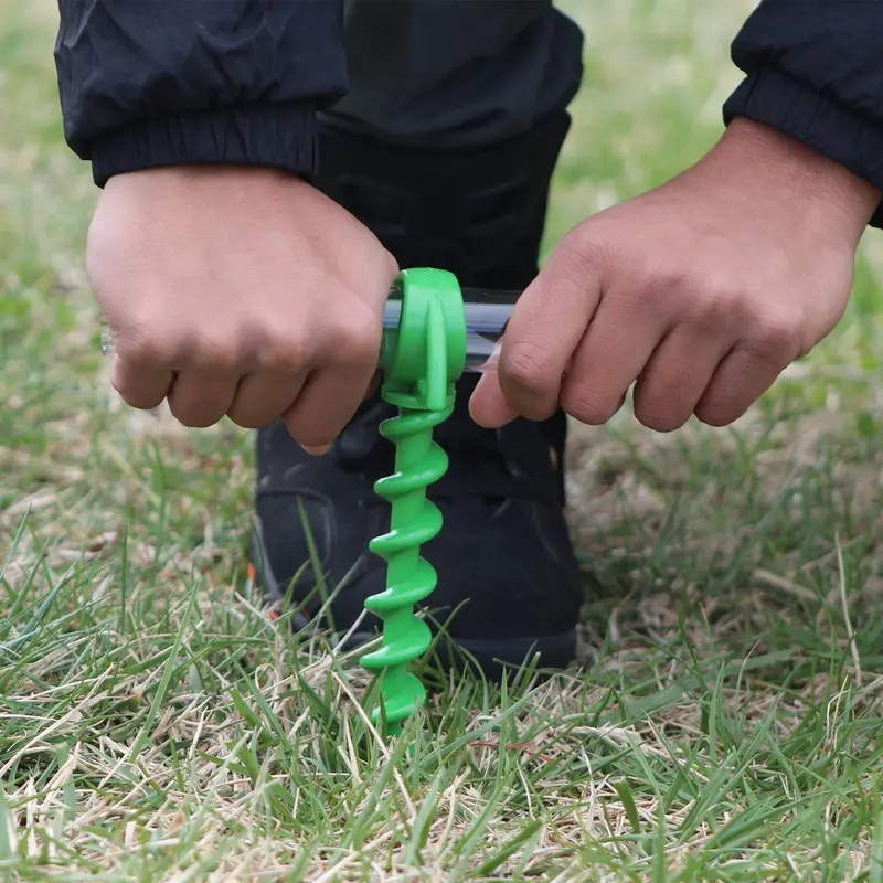 Ashman Spiral Ground Anchor Set – 4-Pack, 9.5-Inch Green Anchors for Tents, Canopies, and Animal Enclosures
