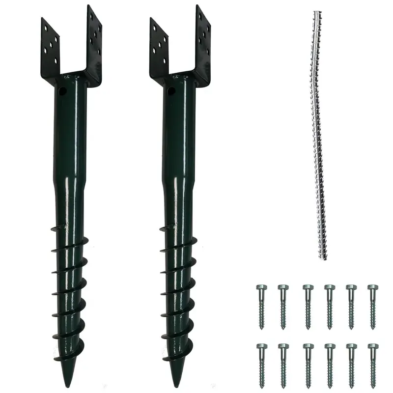 Ashman U-Model No-Dig Mailbox Post Ground Screw — 30 in Green Galvanized Steel (2-Pack)