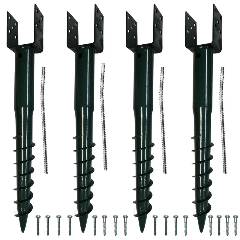 Ashman U-Shape No-Dig Mailbox Post Ground Screw — 30 in Green Galvanized Steel (4-Pack)