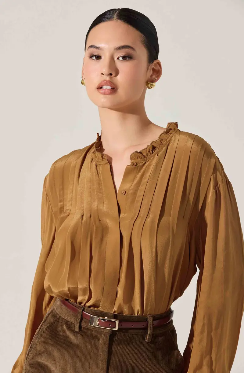 Ashton Ruffle-Trimmed Pleated Off-Shoulder Top