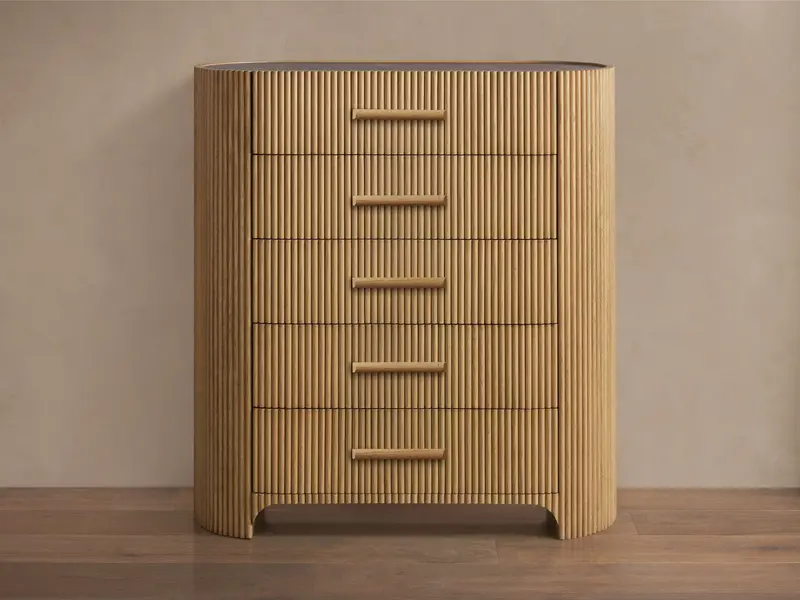 Astor Mid-Century Five-Drawer Wood Dresser
