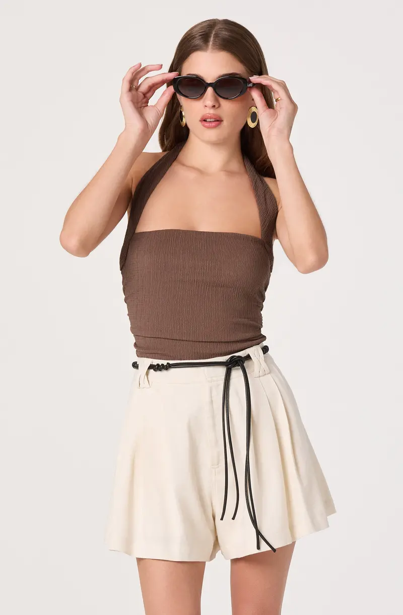 Atherton Pleated High-Waisted Shorts