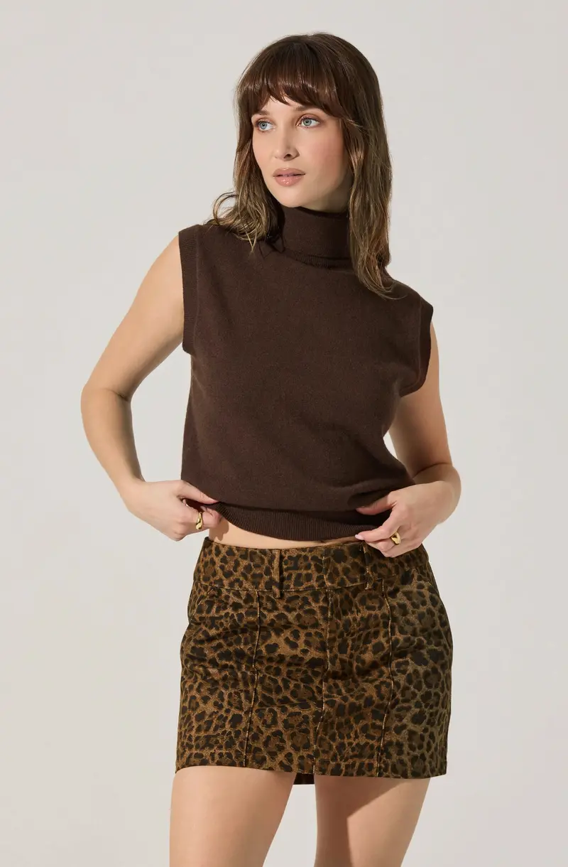 Avah Sleeveless Turtleneck Knit Top