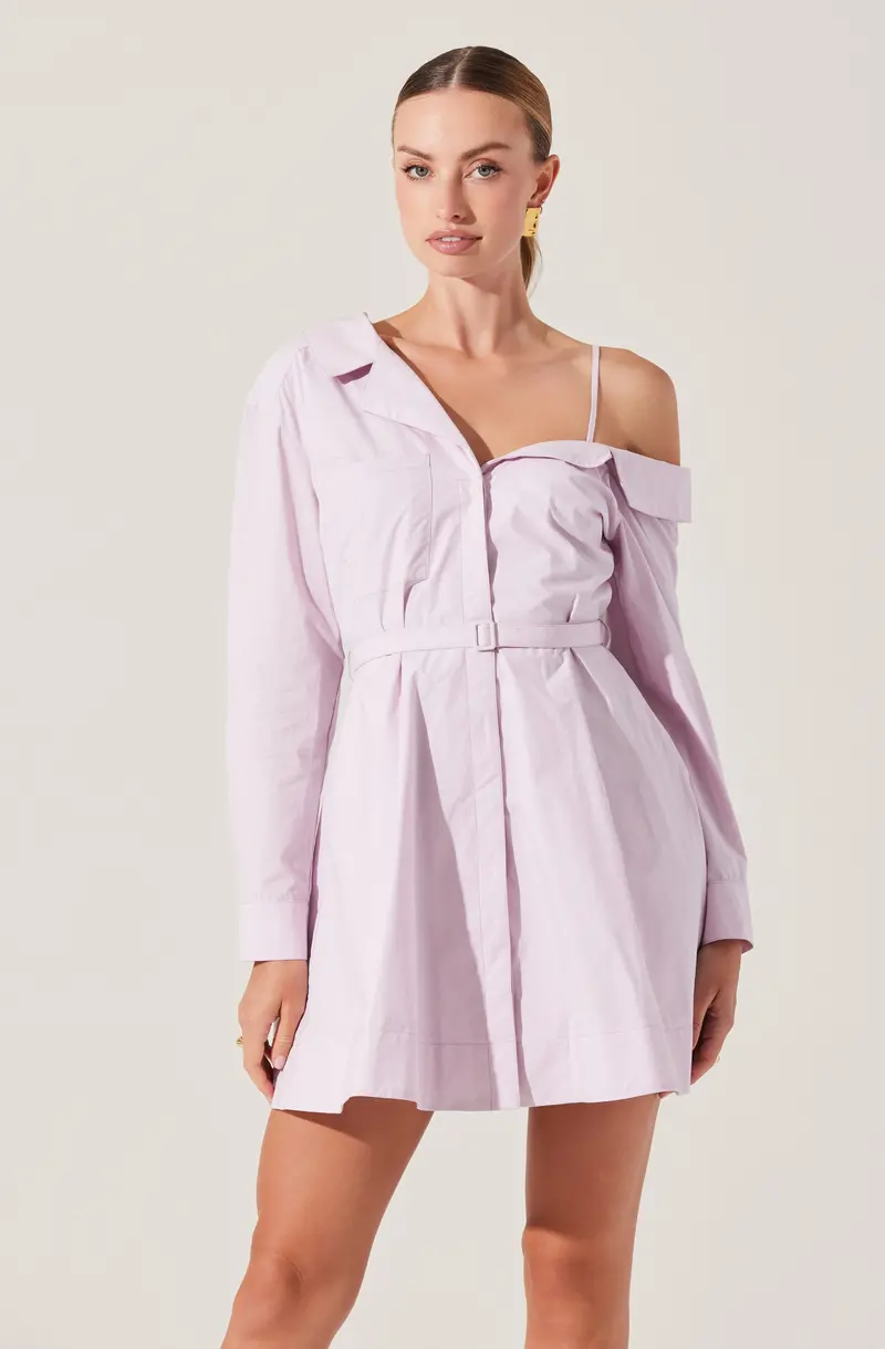 Aveni Off-Shoulder Shirt-Style Mini Dress