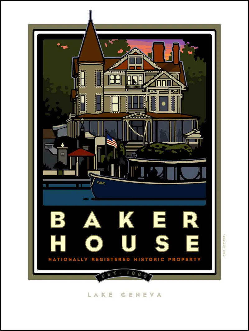 Baker House Historic Estate Offset Art Print