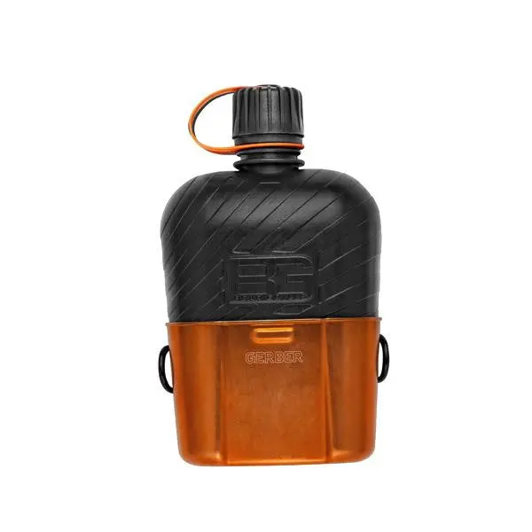 Bear Grylls Canteen Set – Silicone-Grip Aluminum Bottle with Cup