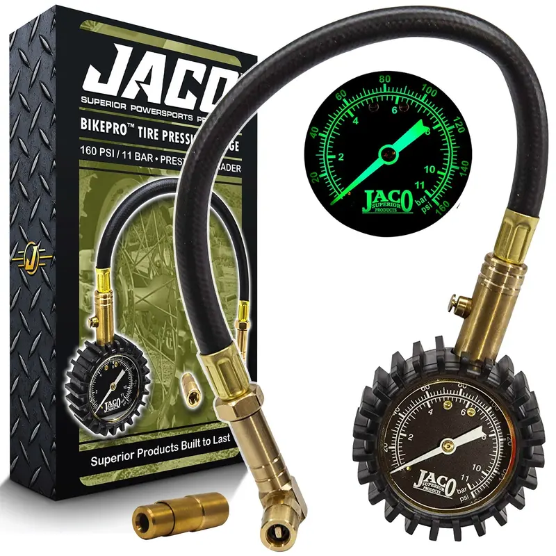 BikePro Dual-Valve Road/Hybrid Tire Gauge — 0–160 PSI, Presta & Schrader