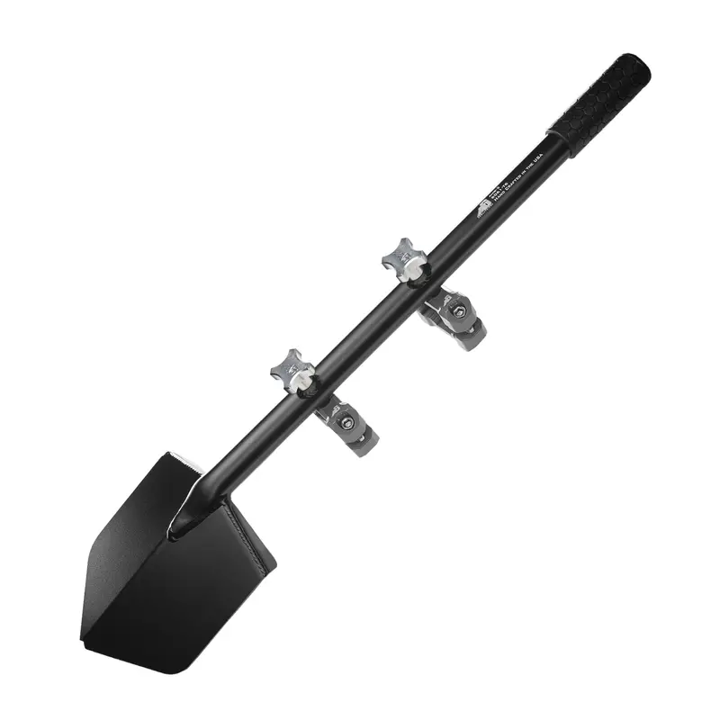 Black Extended-Length Shovel and Grey Universal Mount Device (UMD) Combo with Knob Fasteners