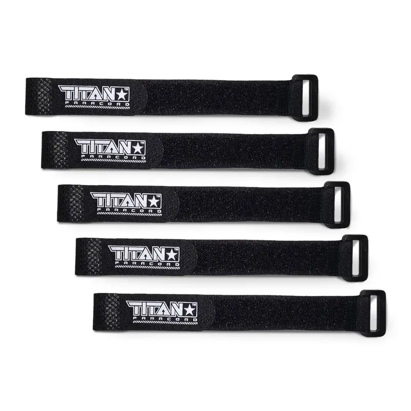 Black Hook-and-Loop Paracord Fasteners – 5-Pack