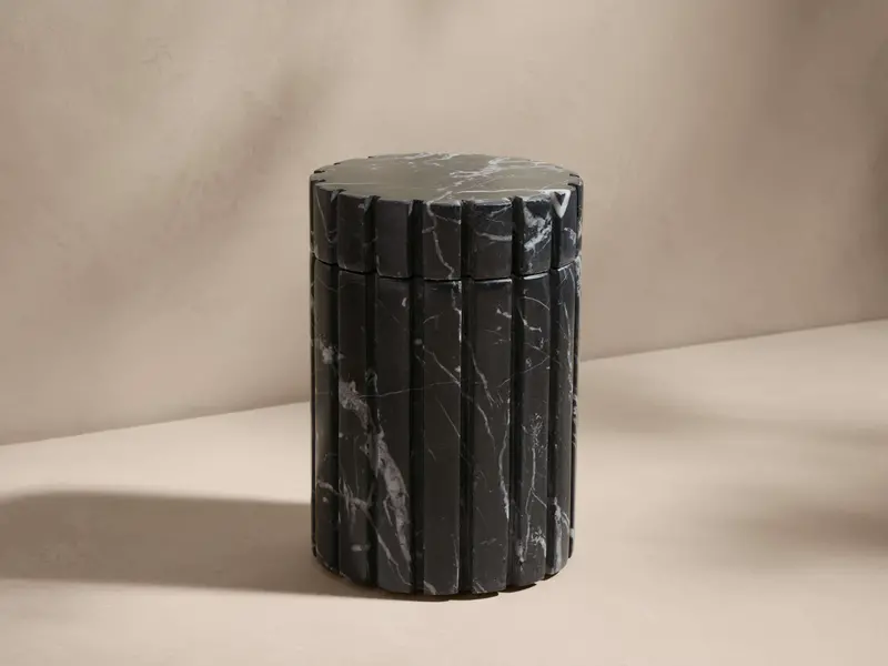 Black Marquina Ribbed Aster Jar