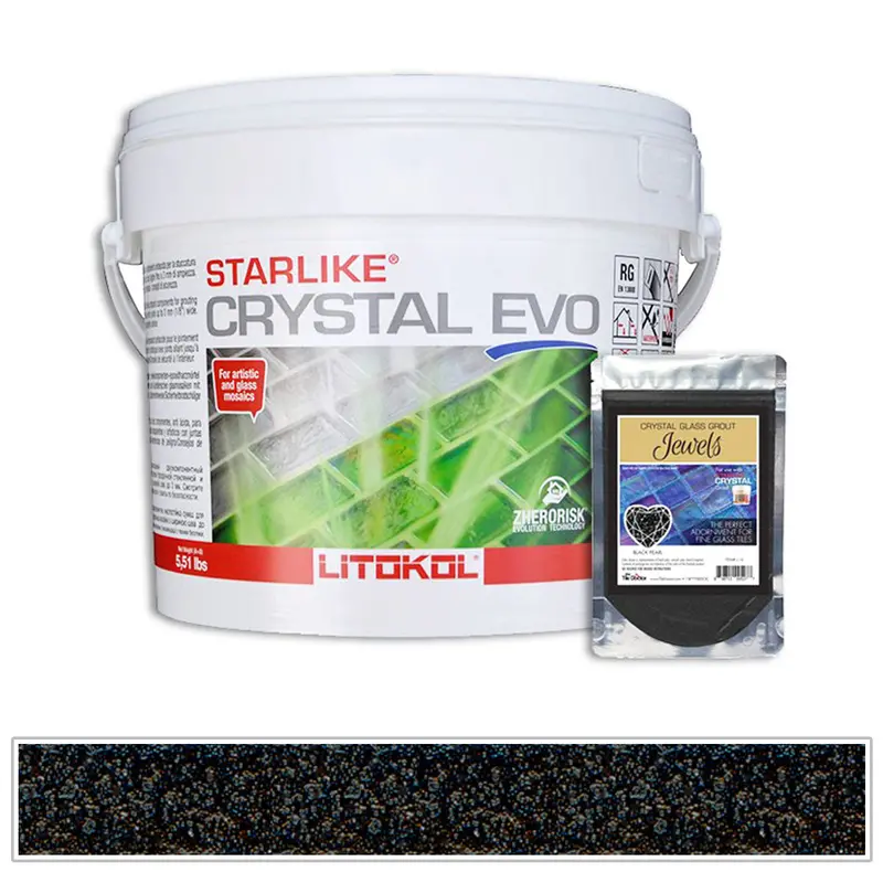 Black Pearl Starlike Crystal Evo Glass Tile Grout – 5.5 lb Container