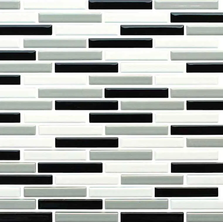 Black-White-Gray 0.5″ x 3.25″ Glossy Porcelain Pool Tile