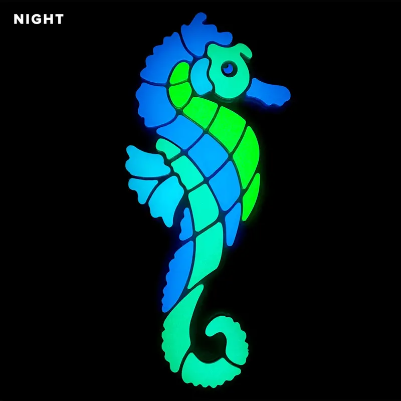 Blue Seahorse Glow-in-the-Dark Pool Mosaic Tile