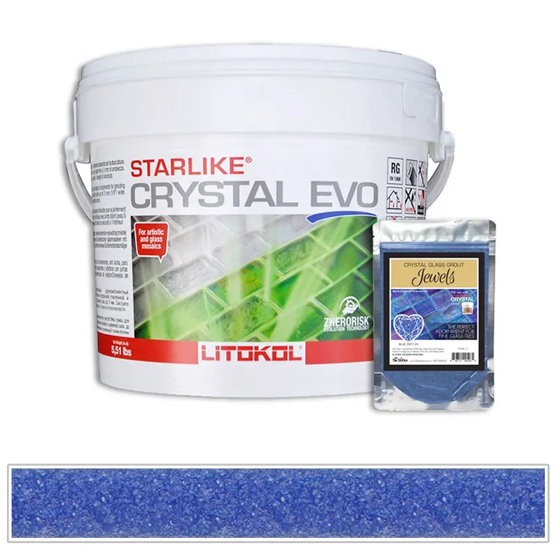 Blue Zircon Starlike Crystal Evo Glass Tile Grout – 5.5 lb Container