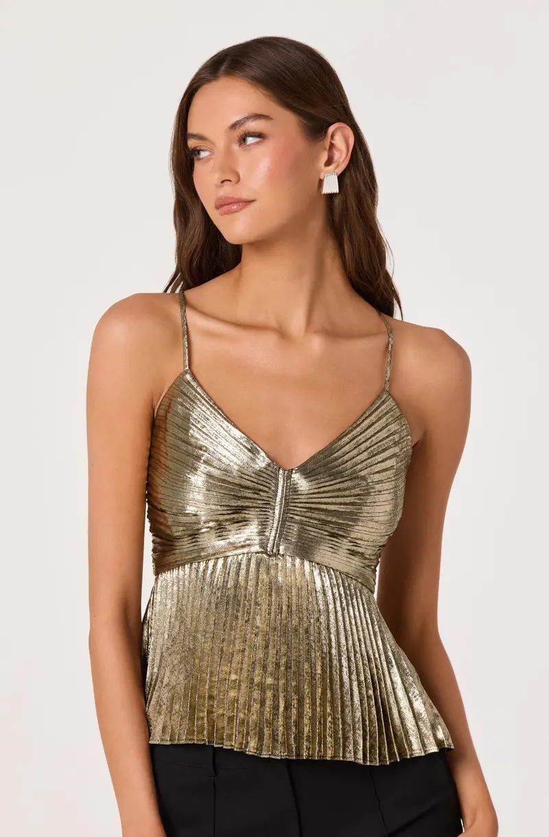 Blythe Metallic Plissé Top