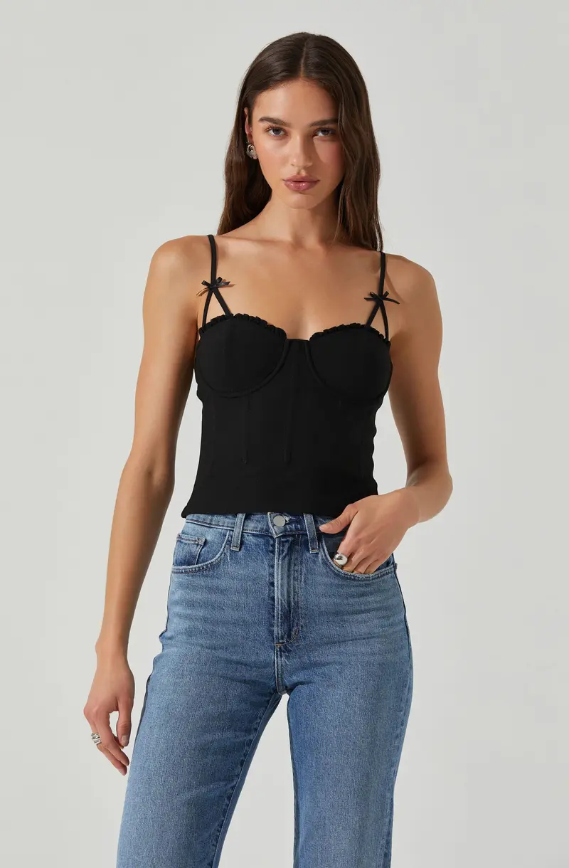 Bow-Adorned Bustier Top