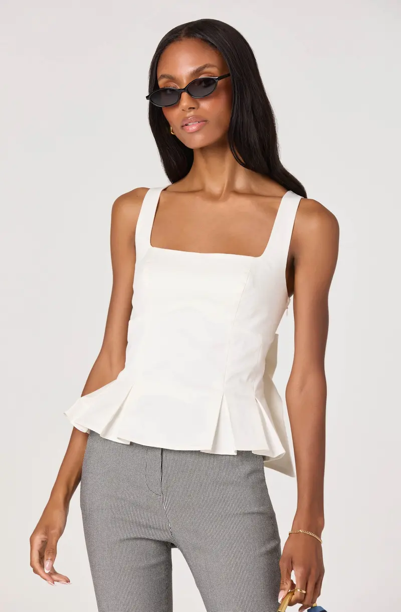 Bow-Back Peplum Top – Chic Back Detail & Defined Waist