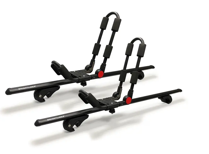 BRIGHTLINES 53″ All-Black Universal Locking Roof Crossbars with Foldable Kayak Carrier Set