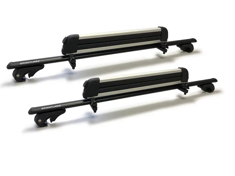BRIGHTLINES 53-Inch Lockable Crossbars + Silver Ski Racks – Supports 6 Skis or 4 Boards