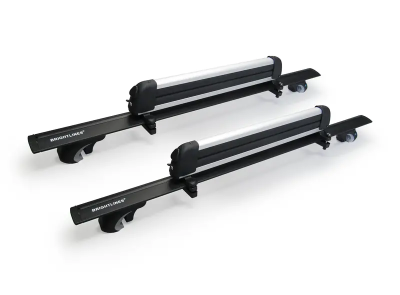 BrightLines All-Black Heavy-Duty Wing-Style Roof Rack Combo — Universal Fit, 220 lb Capacity, Holds 4 Skis or 2 Snowboards