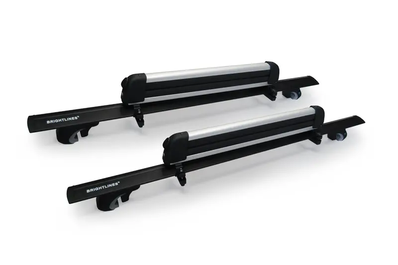 BrightLines All-Black Heavy-Duty Wing-Style Roof Rack System — Universal Fit, 220 lb Weight Limit, Supports 6 Skis or 4 Snowboards