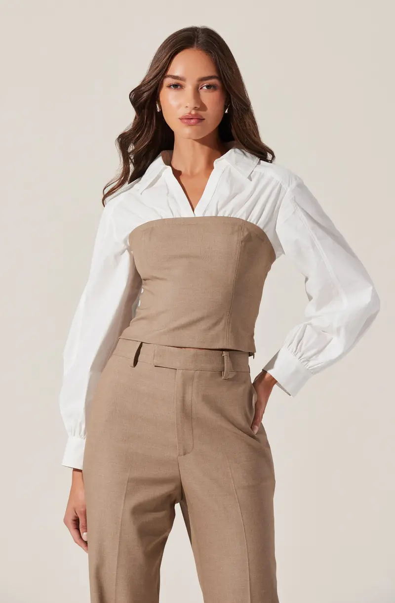 Brooks Corset-Overlay Layered Top