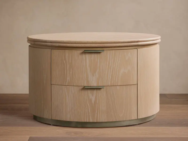 Caden Solid Wood Oval Nightstand with Drawer