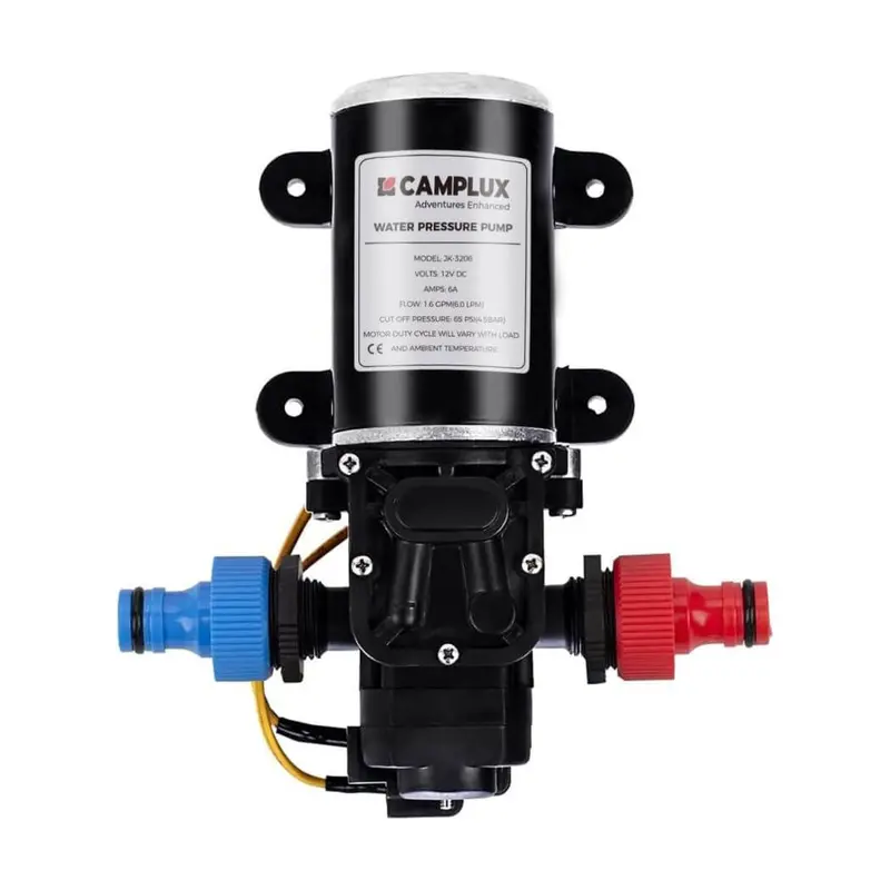 Camplux 12V High-Pressure Water Pump — 65 PSI, 1.6 GPM Diaphragm Model
