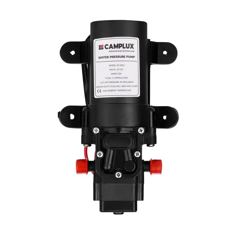 Camplux 12V RV Water Pump — 35 PSI, 1.2 GPM Diaphragm Type for Marine & Travel Trailers
