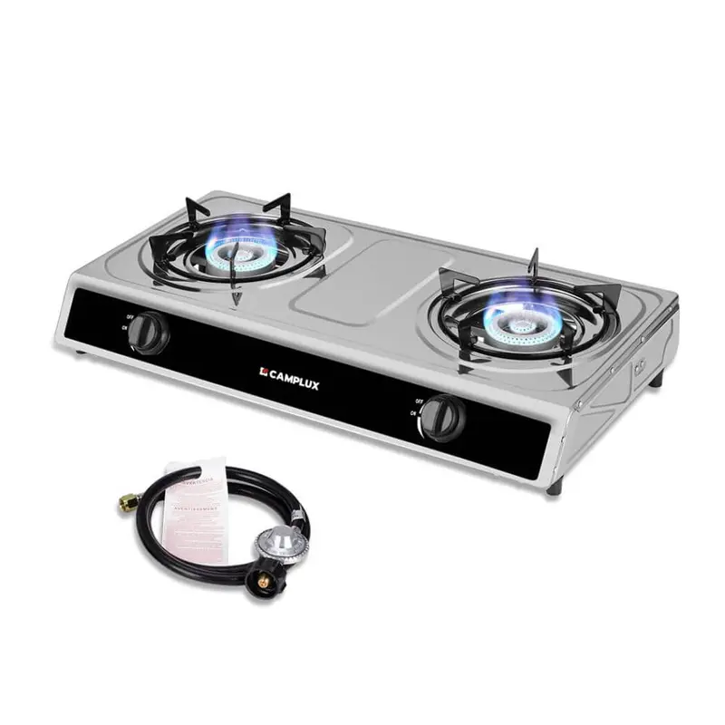 Camplux 19,600 BTU Dual-Burner Outdoor Gas Stove with Auto Ignition