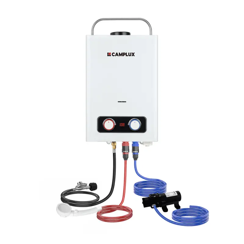 Camplux BD158 Tankless Propane Water Heater + Integrated Pump Kit