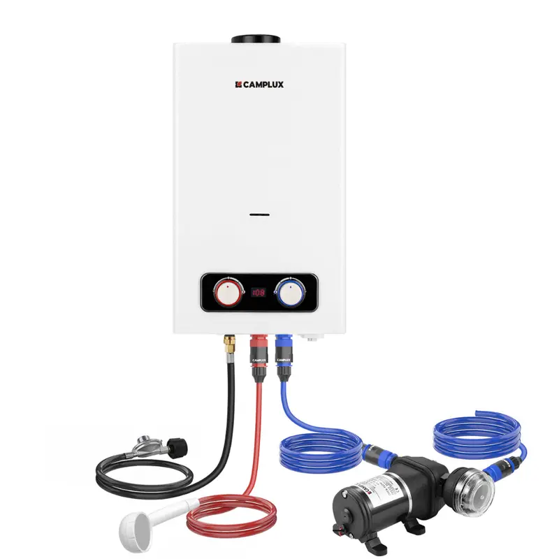 Camplux BD264P120 Outdoor Propane Water Heater with Pump Kit