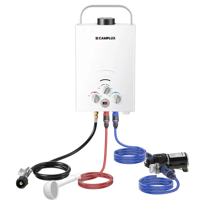 Camplux BW158P60 Propane Camping Water Heater with Integrated Pump Kit