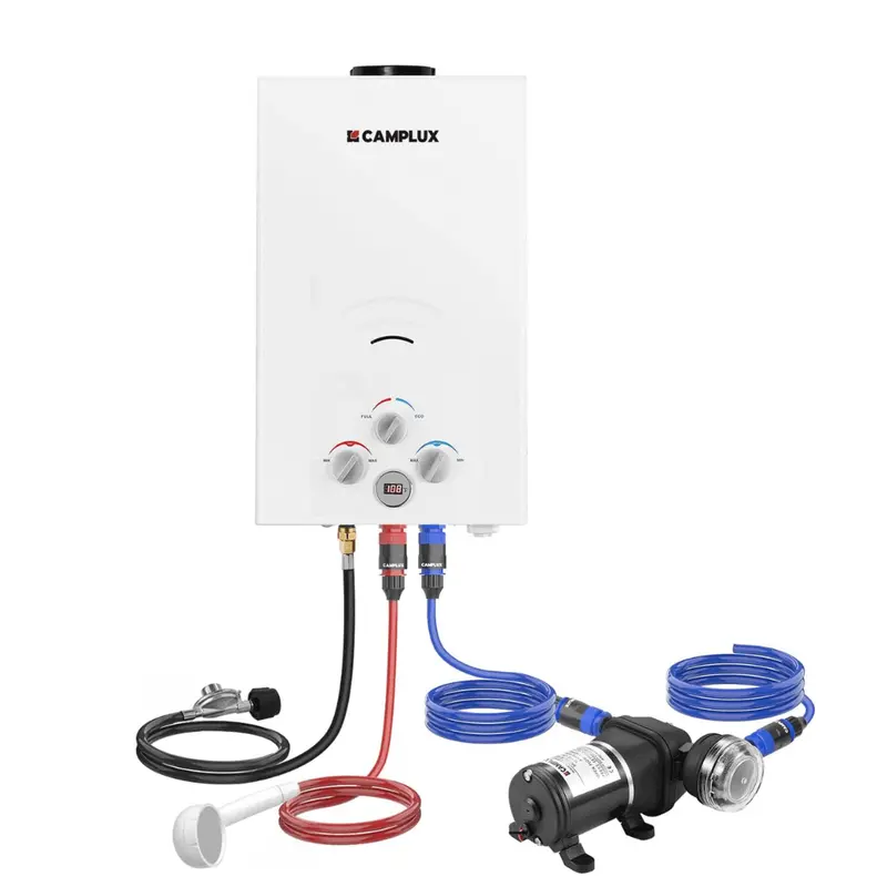 Camplux BW264P120 Camping Water Heater with Integrated Pump System