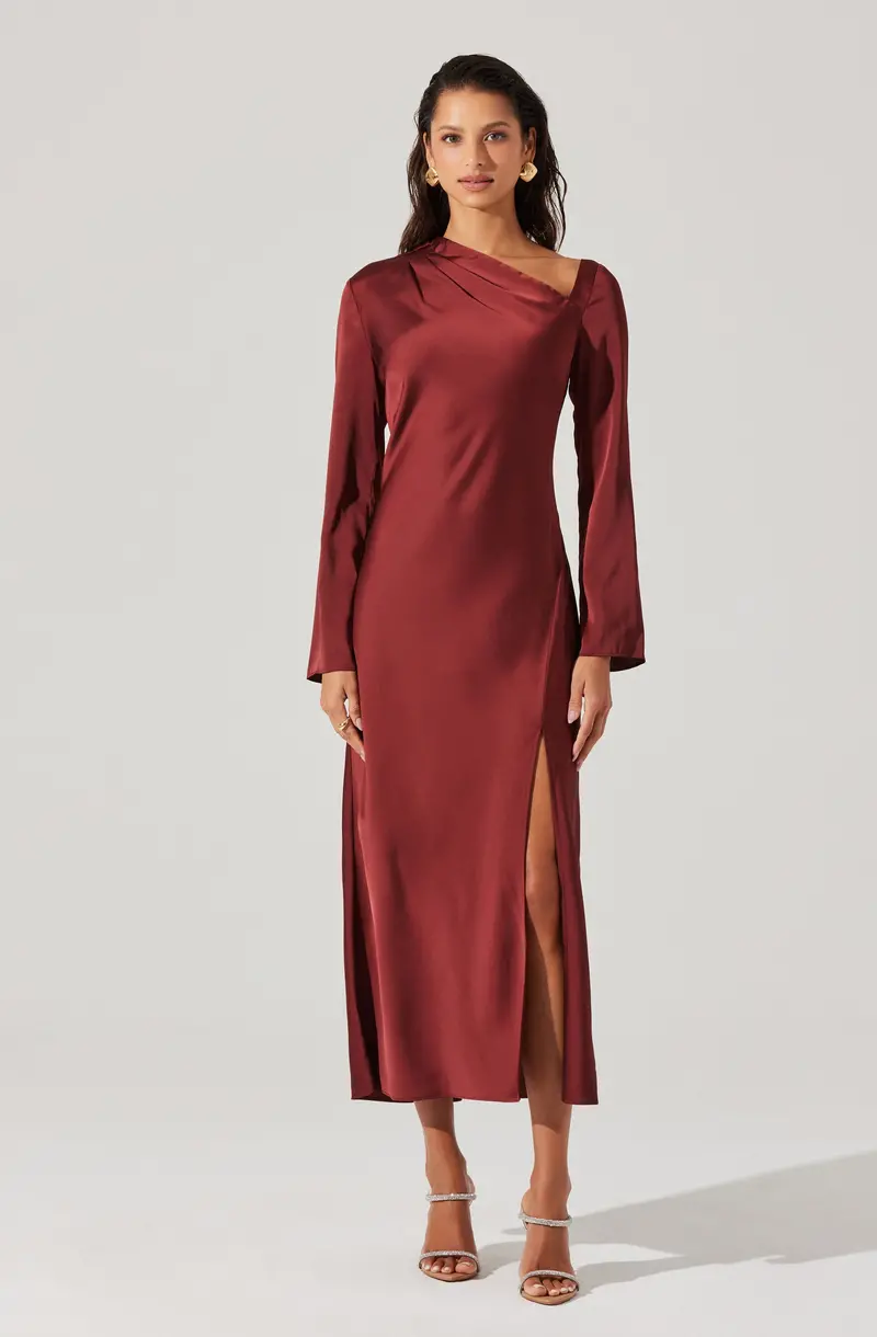 Catriona Elegant Satin Long Maxi Dress
