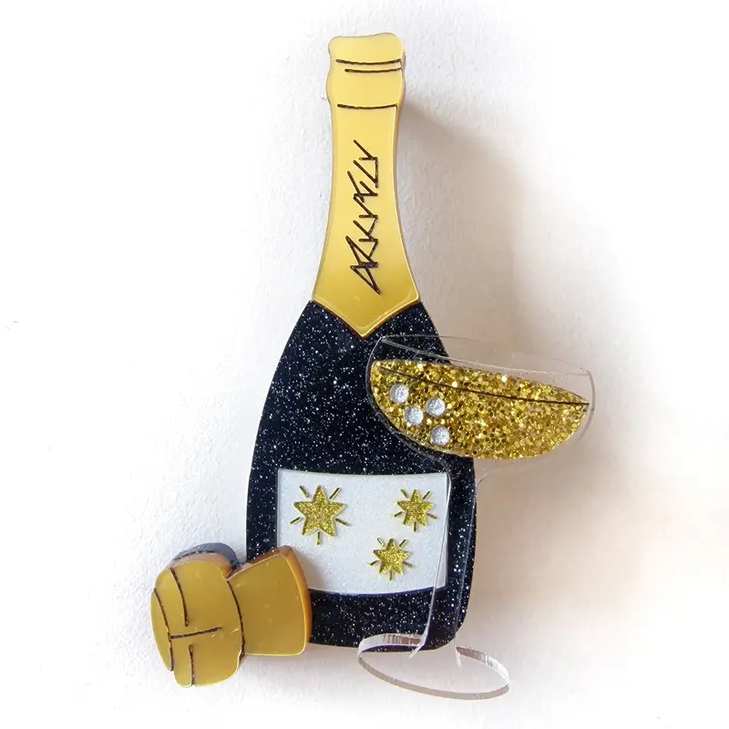 Champagne Brooch – Celebratory Sparkling Accessory