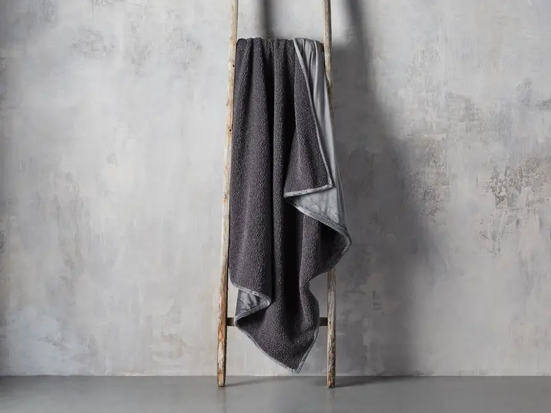 Charcoal Faux Fur Sherpa Throw Blanket