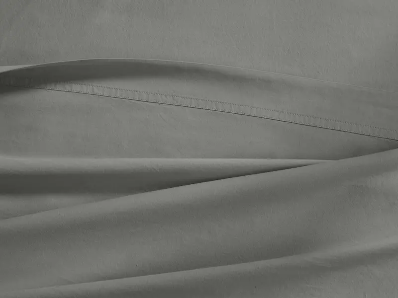 Charcoal Italian Garment-Dyed Percale King Flat Sheet