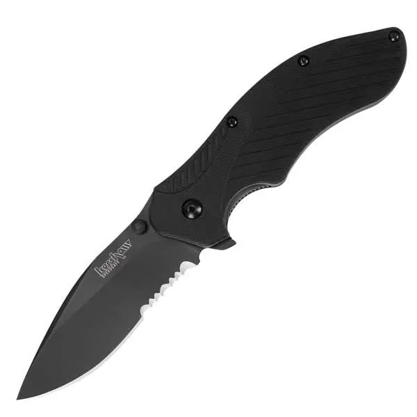 Clash Assisted-Opening Knife – Black GFN Handle, Black ComboEdge Blade with Clip