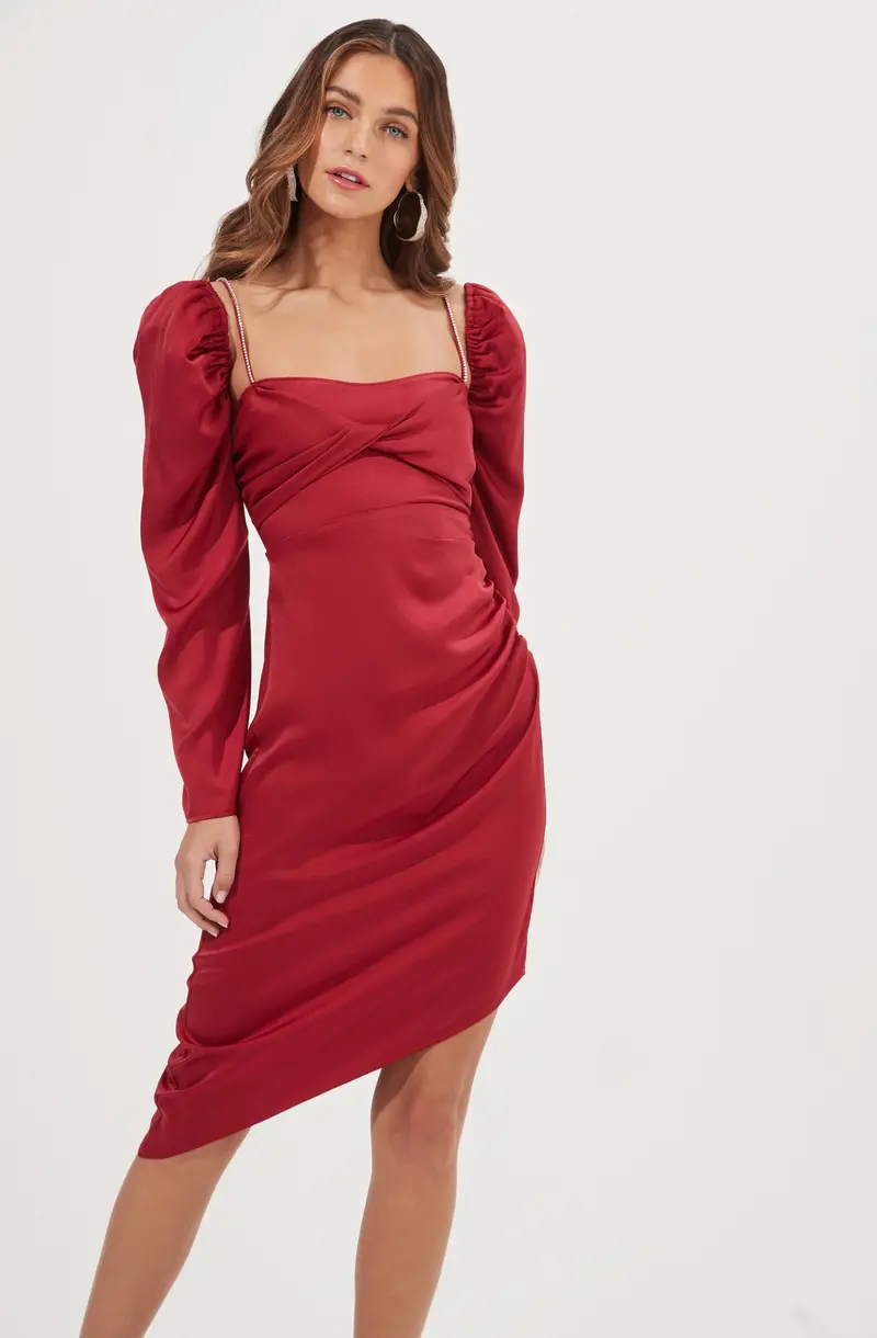 Claudina Rhinestone-Embellished Satin Midi Dress