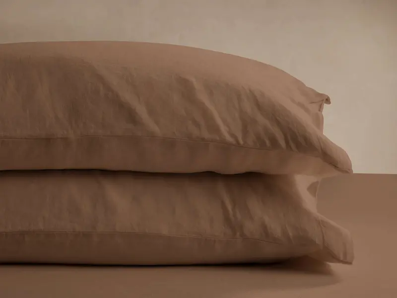Clay Italian Garment-Dyed Linen Pillowcase Pair