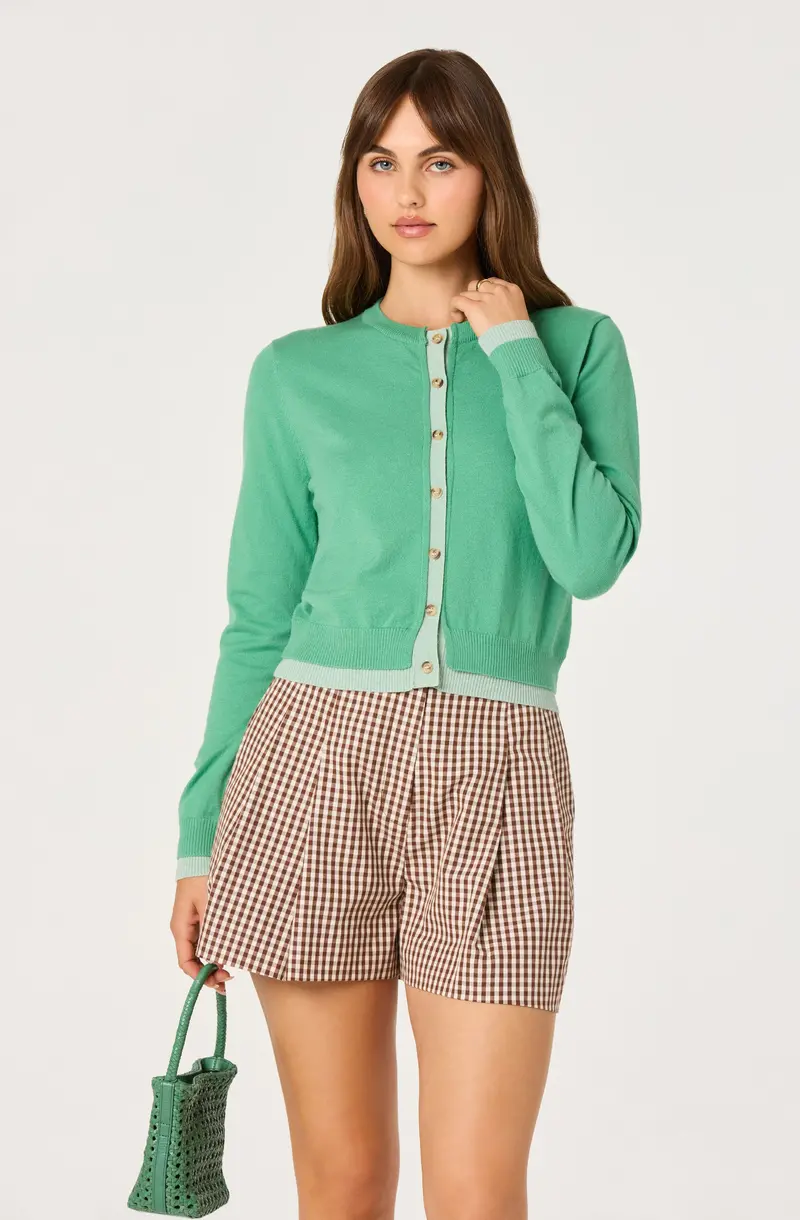 Clovis Color-Blocked Faux-Layered Knit Cardigan